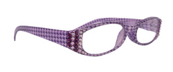 The Scottish, (Bling) Reading Glasses Embellished w (Amethyst)   (Hounds Tooth Check) Rectangular (Purple) NY Fifth Avenue